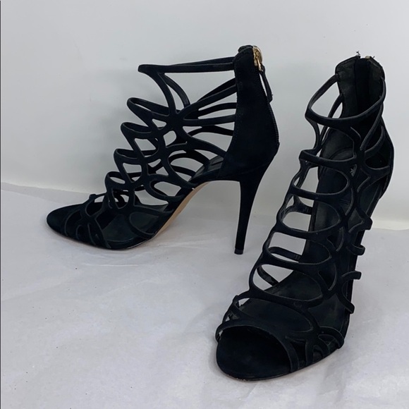 Aldo Black Suede Sz 8.5 High Heel Sandal Bootie - Picture 3 of 9